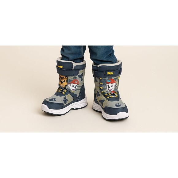 Paw Patrol Kids Winter Boots Size 8 Chase & Marshall Gray Blue Warm Snow Shoes - Picture 1 of 11